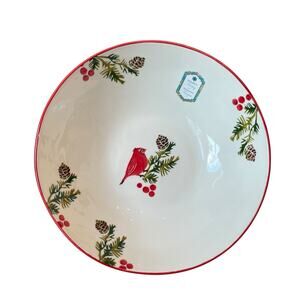 PAPART SERAMIK Red Cardinal Serving Bowl 12in Handcrafted in Turkey NEW